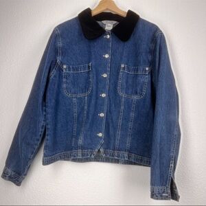 Vintage Classic Blue Denim Jacket  Black Collar size L